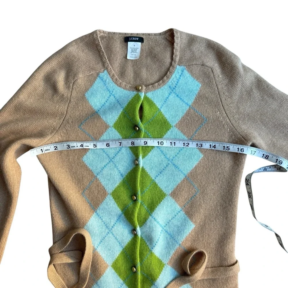 J.Crew Vintage Cardigan Merino Wool/ Angora / Cashmere Argyle Preppy Academia S - Picture 9 of 15